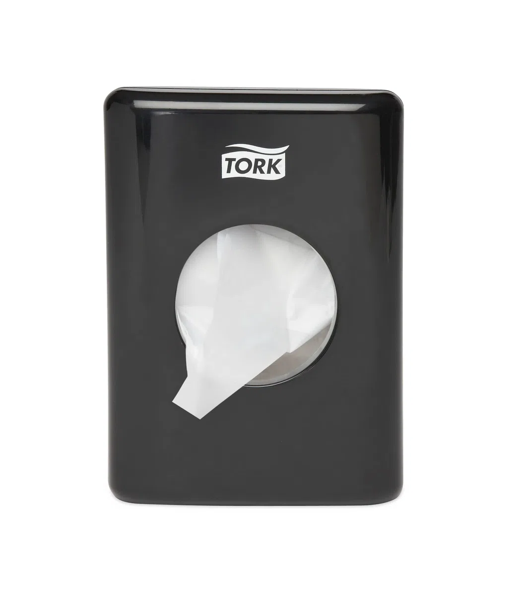 Tork 566008 Dispenser sacchetti igienici/sanitari, sistema B5, 14 cm x 10 cm x 3,6 cm (altez. x largh. x profon.), plastica resistente, Elevation Design, colore nero