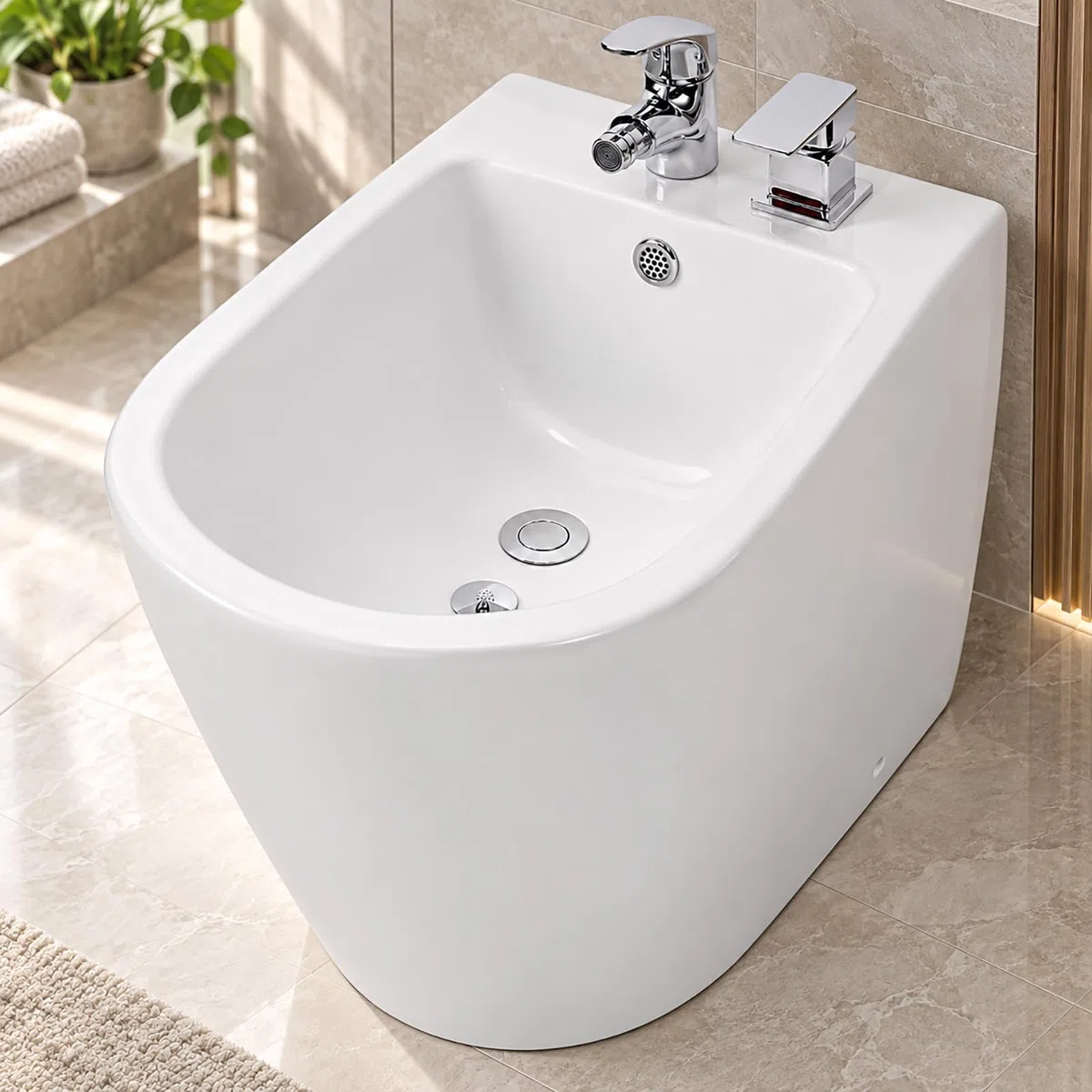 MObyat Vasca da Bagno Semicupia in Ceramica con Getto Dacqua Ascendente, Vasca Semicupia per WC, per Il Post-Parto E La Cura delle Emorroidi, Vasca per Ligiene Personale di Donne E Famiglie.